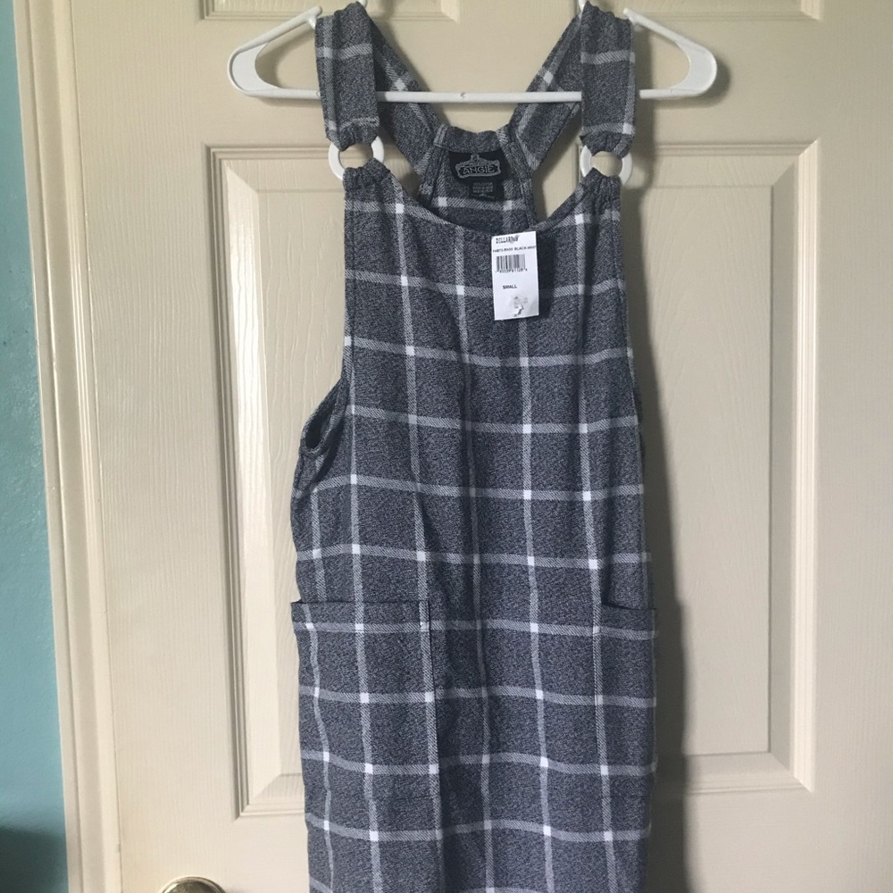 Gray and white window panel plaid panel jumper